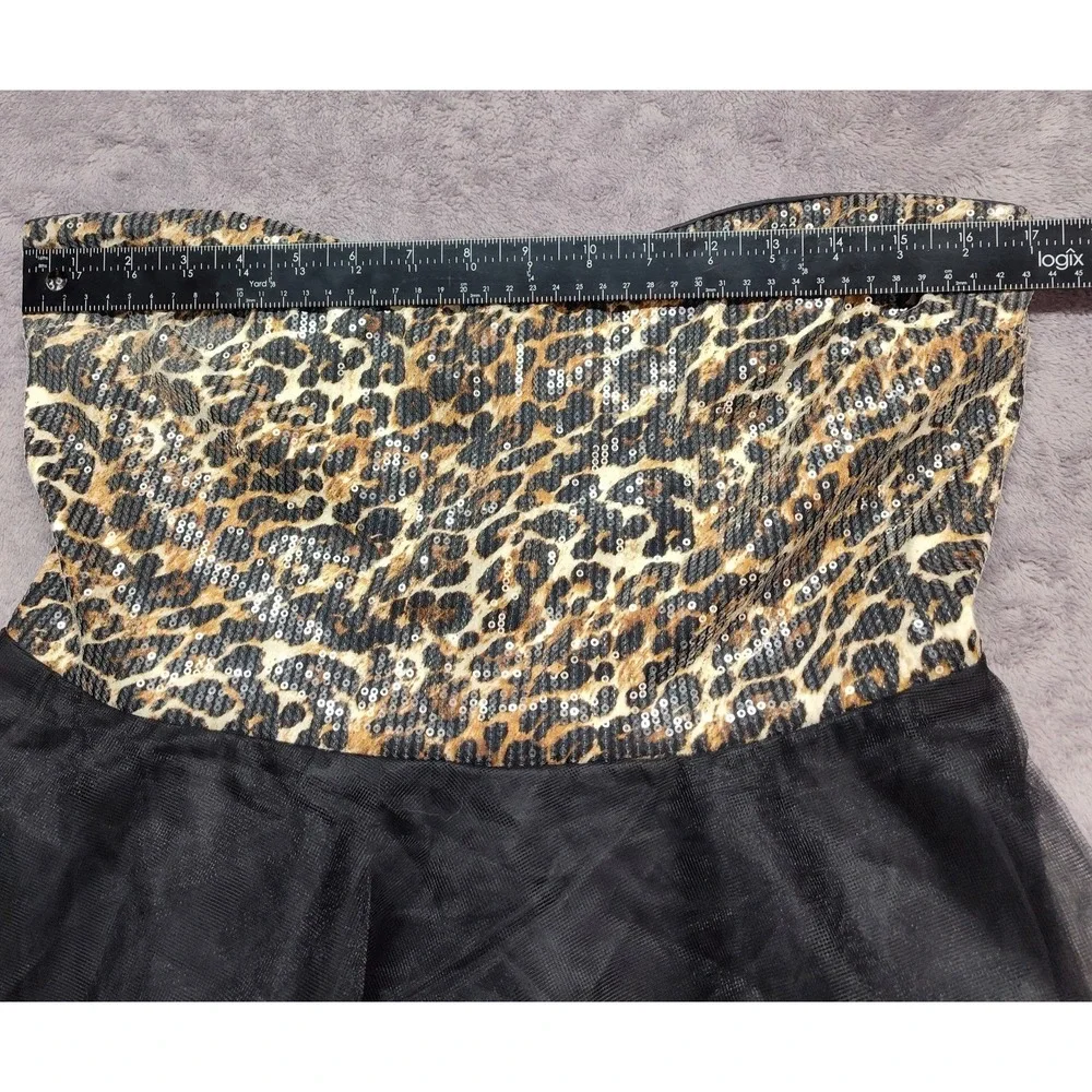 Reign On dress juniors 15/16 strapless sequin frilly cheetah dance event formal